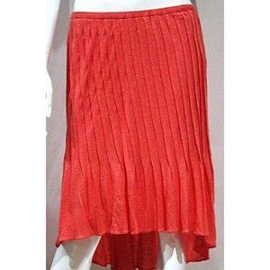 $265 TRACY REESE New York CORAL Sift Flame MULLET Asymmetric PLEATED Lined SKIRT